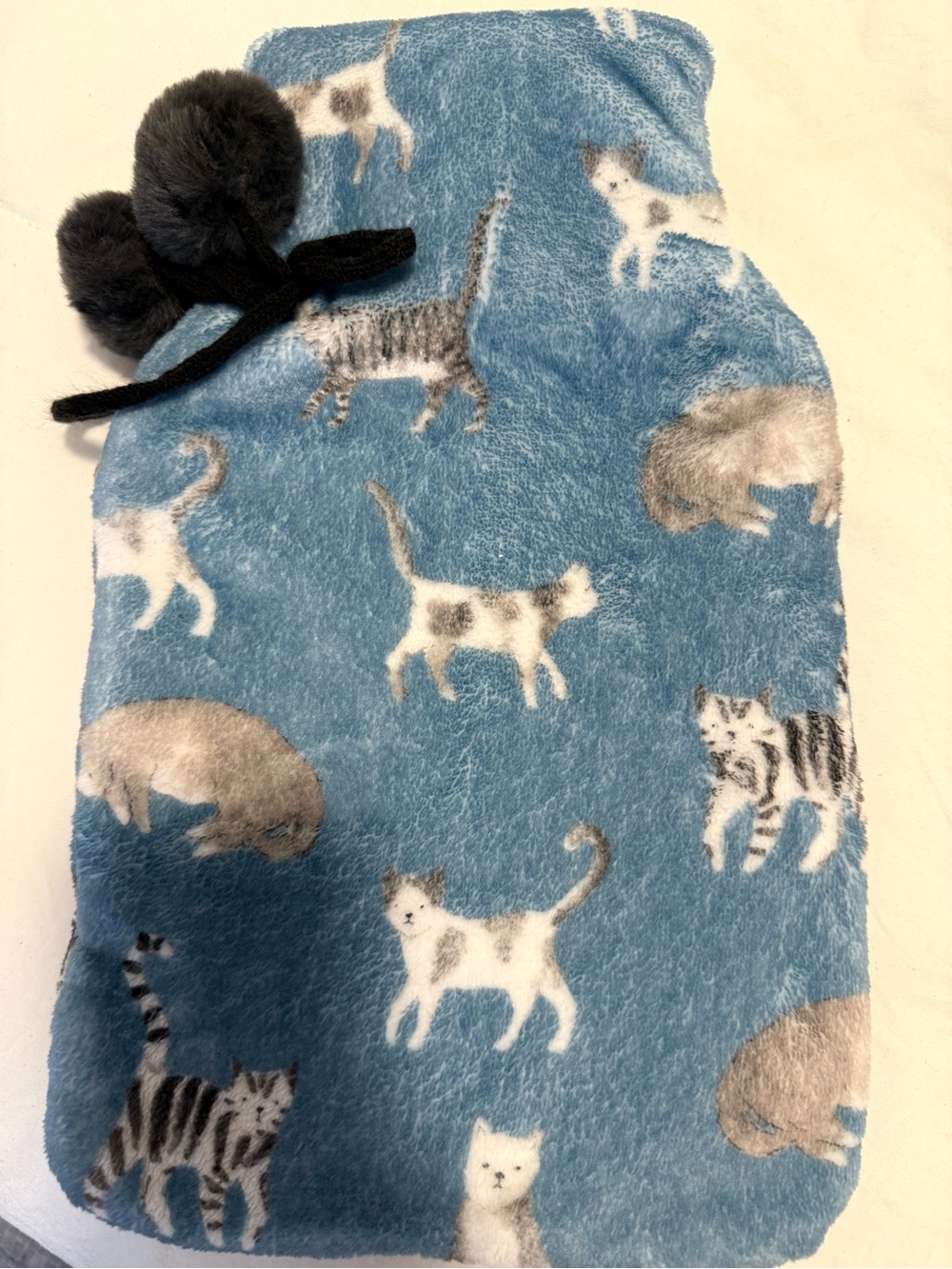 Morgan and Finch Soft Blue Cat-Print Pet Hot Water Bottle and Cover